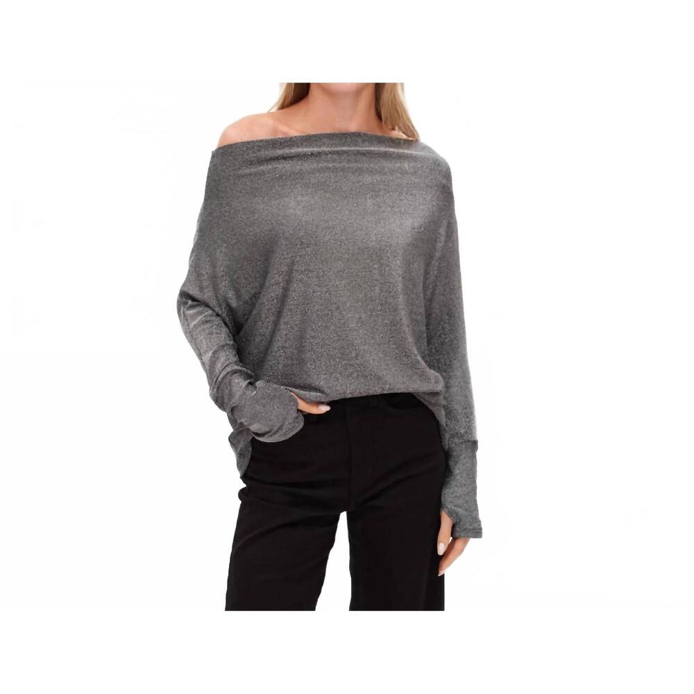 NEW SIX/FIFTY anywhere holiday off shoulder top in silver lurex